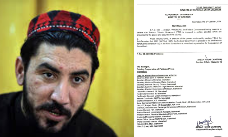 Pakistan bans Pashtun Tahafuz Movement (PTM).