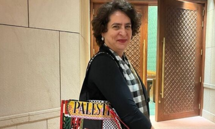 Priyanka Gandhi takes "Palestine" bag to parliament