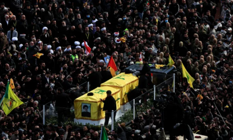 Tens of thousands gather in Beirut for funeral of slain Hezbollah leader