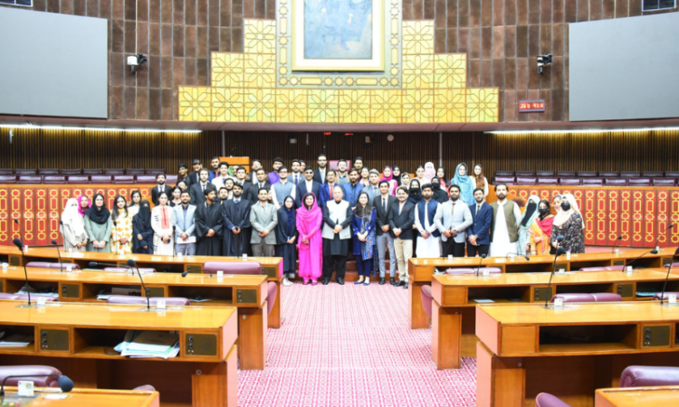 Interns take the helm in mock parliament session at Pakistan’s Parliament house