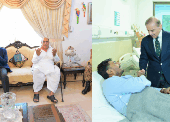 PM Shehbaz visits family of Shaheed Squadron Leader, inquires after injured soldiers of Ma’arka-e-Haq