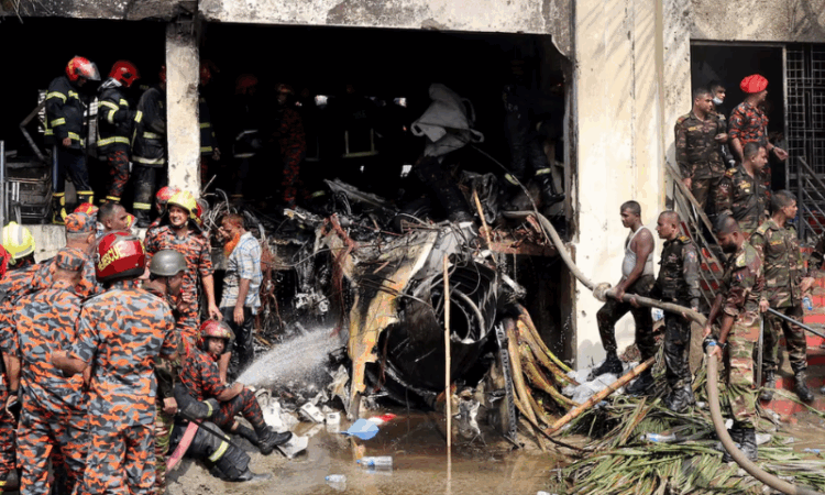 19 dead as Bangladesh Air Force plane crashes into school campus in Dhaka
