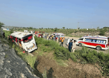 Nine Dead, 30 injured as passenger bus falls into ditch near Chakwal's Balkassar interchange