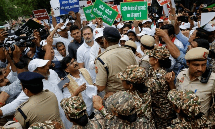 Rahul Gandhi, opposition leaders briefly detained during protest over Bihar electoral roll