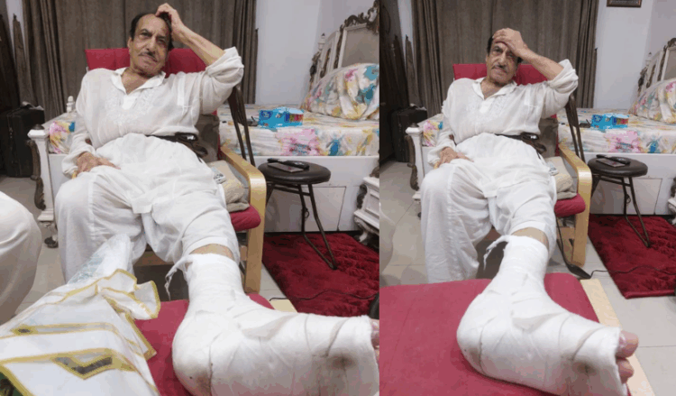 Veteran actor Mustafa Qureshi broke his leg