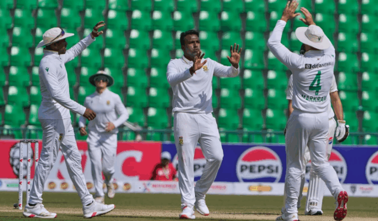 Muthusamy’s six-for restricts Pakistan to 378 despite strong half-centuries