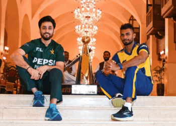 Agha and Shanaka share light moment ahead of Tri-Series Final in Rawalpindi