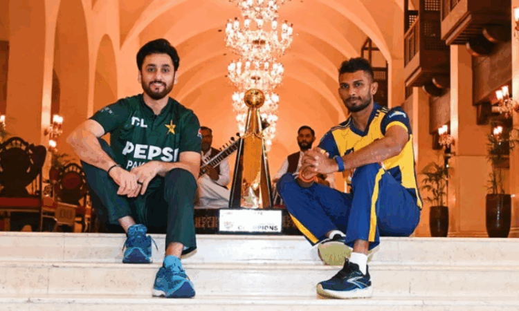 Agha and Shanaka share light moment ahead of Tri-Series Final in Rawalpindi