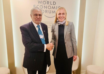 Ishaq Dar meets Finnish FM Elina Valtonen on sidelines of WEF in Davos