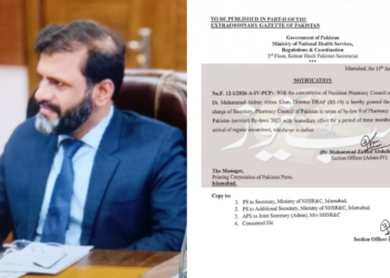 Sub News Exclusive- Director DRAP Muhammad Akhtar Abbas Khan assigned additional responsibility at Ministry of Health