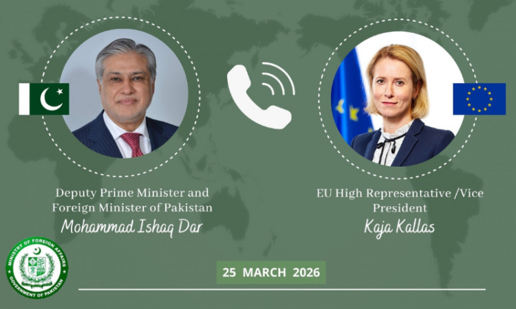 Dar, EU Foreign Policy Chief discuss regional situation, stress de-escalation