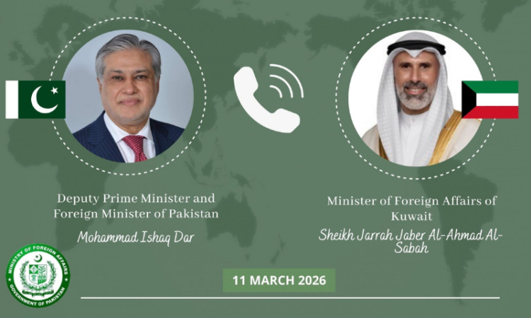 Ishaq Dar speaks with Kuwaiti FM, expresses solidarity with Kuwait after regional attacks