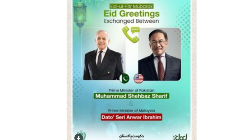 PM Shehbaz, Malaysian counterpart exchange Eid greetings, stress regional peace