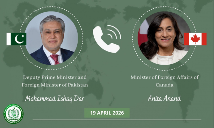 Dar, Canadian FM discuss regional situation, stress need for lasting peace