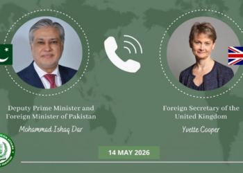 Ishaq Dar, UK foreign secretary discuss regional peace and stability