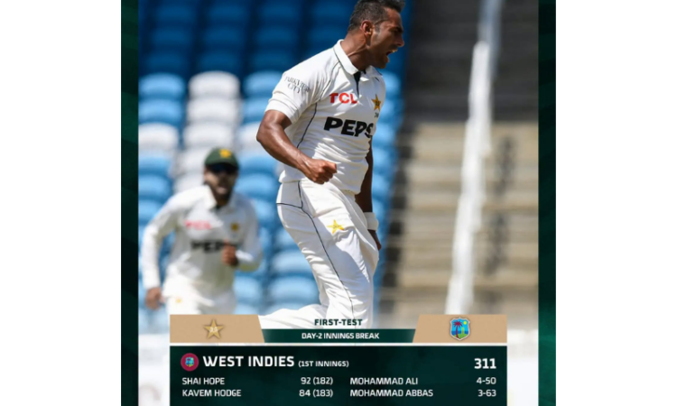 Mohammad Ali's four-wicket haul bowls West Indies out for 311 in first Test