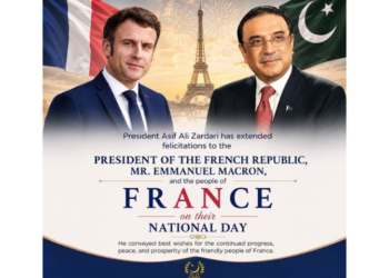 President Zardari felicitates French leadership on National Day