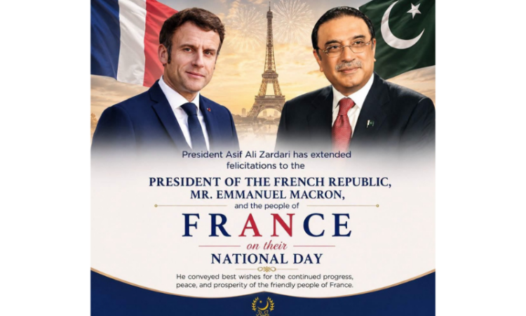 President Zardari felicitates French leadership on National Day