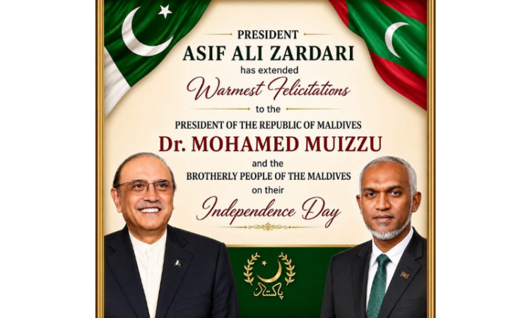 President Zardari felicitates leadership of the Maldives on Independence Day