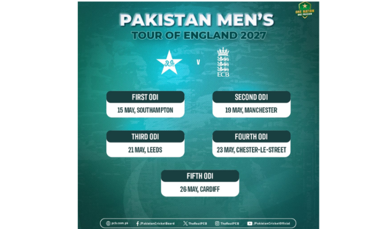 PCB announces Pakistan's five-match ODI tour of England ahead of 2027 World Cup