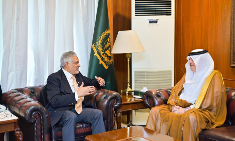 Saudi envoy calls on Dar, discusses regional situation after Islamabad MoU