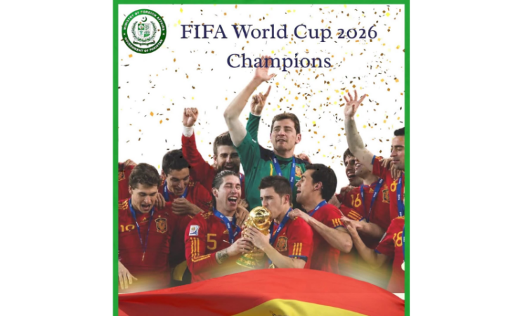 Pakistan congratulates Spain on FIFA World Cup triumph