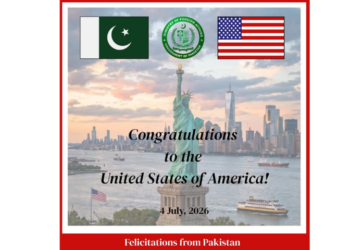 Pakistan congratulates US on 250th Independence Day