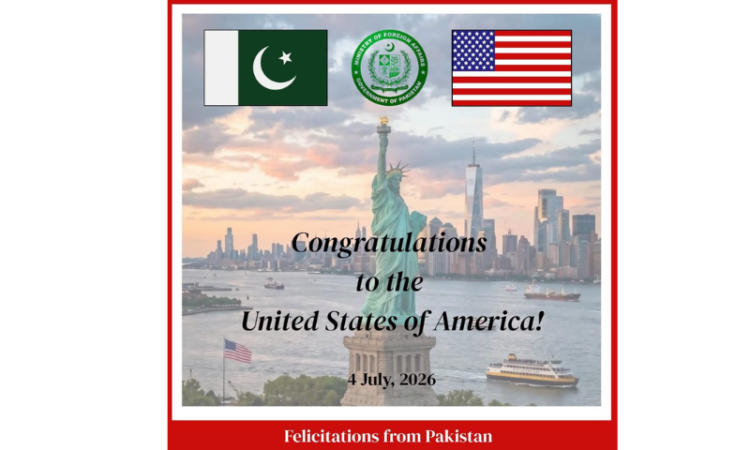 Pakistan congratulates US on 250th Independence Day