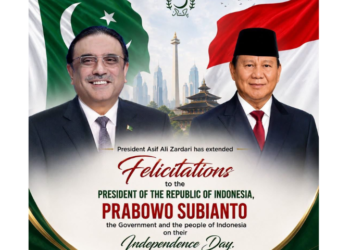 President Zardari felicitates Indonesian leadership on Independence Day