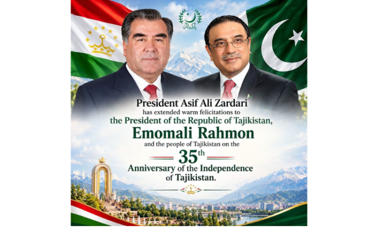President Zardari felicitates Tajikistan on 35th Independence Anniversary