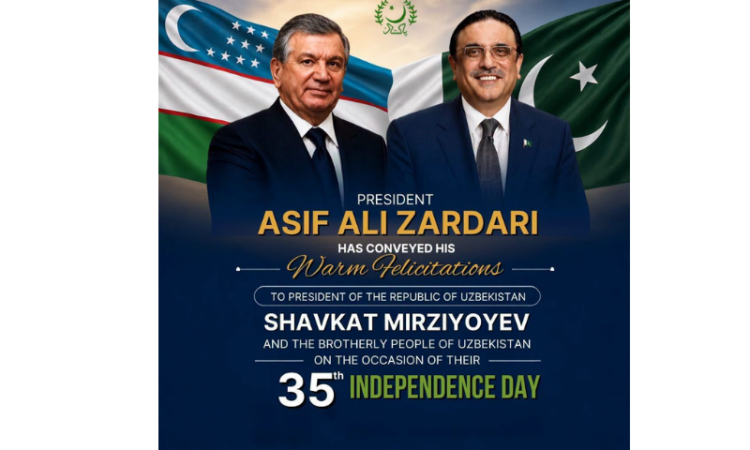 President Zardari felicitates Uzbek President on 35th Independence Day