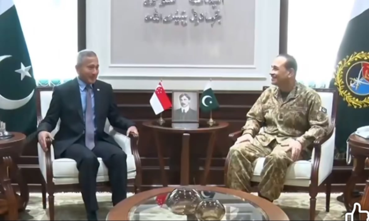 Singapore foreign minister calls on Field Marshal Asim Munir at GHQ