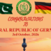 Pakistan felicitates Germany on Unity Day